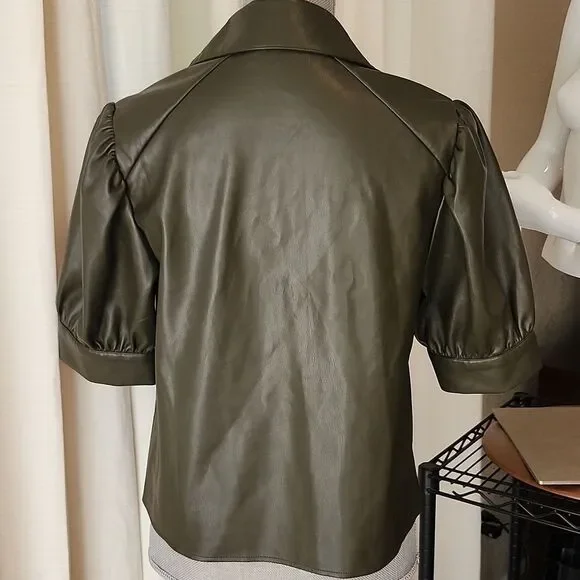 Sundays Gael Faux Leather Boho Chic Top Size XS Mob Wife New No Tags - Picture 4 of 7